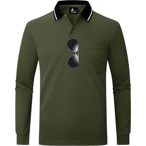 ZITY Men Polo Shirts Long Sleeve with Pocket Golf Shirts(Z Dark Green)