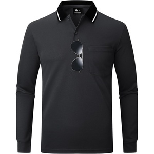 ZITY Men Polo Shirts Long Sleeve with Pocket Golf Shirts(Z Dark Grey)
