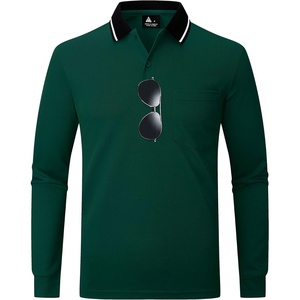 ZITY Men Polo Shirts Long Sleeve with Pocket Golf Shirts(Z Forest Green)