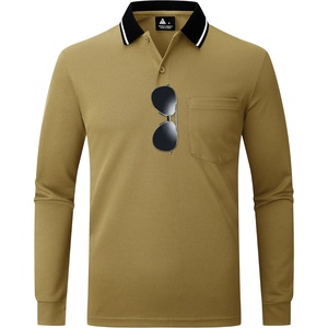 ZITY Men Polo Shirts Long Sleeve with Pocket Golf Shirts(Z Khaki)
