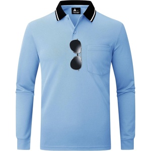 ZITY Men Polo Shirts Long Sleeve with Pocket Golf Shirts(Z Moon Blue)