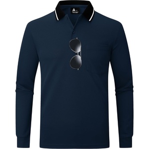 ZITY Men Polo Shirts Long Sleeve with Pocket Golf Shirts(Z Navy)