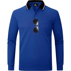 ZITY Men Polo Shirts Long Sleeve with Pocket Golf Shirts(Z Sapphire Blue)