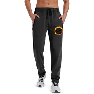 ZITY Mens Fleece Joggers Warm Winter Sweatpants with Zipper Pockets(Black)