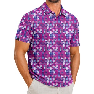 ZITY Men’s Golf Polo Shirts Short Sleeve Print Patterns Moisture Wicking(B Purple Heart Bikini)