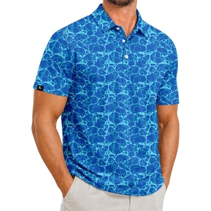 ZITY Men’s Golf Polo Shirts Short Sleeve Print Patterns Moisture Wicking(Blue Ripple)