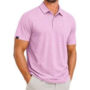 ZITY Men’s Golf Polo Shirts Short Sleeve Print Patterns Moisture Wicking(Pink Flower)