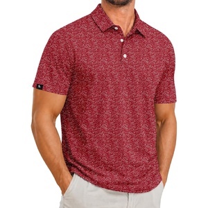 ZITY Men’s Golf Polo Shirts Short Sleeve Print Patterns Moisture Wicking(Red Wave)