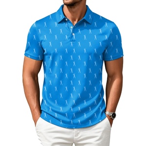 ZITY Mens Golf Shirts Short Sleeve Print Moisture Wicking Polo Shirt(Blue Golf)