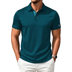ZITY Mens Golf Shirts Short Sleeve Print Moisture Wicking Polo Shirt(Blue Green Seahorse)