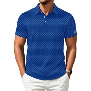 ZITY Mens Golf Shirts Short Sleeve Print Moisture Wicking Polo Shirt(Blue Sea Fish)