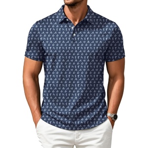 ZITY Mens Golf Shirts Short Sleeve Print Moisture Wicking Polo Shirt(Navy Love)