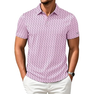 ZITY Mens Golf Shirts Short Sleeve Print Moisture Wicking Polo Shirt(Pink Fish Bones)