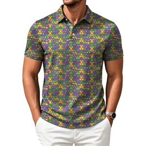 ZITY Mens Golf Shirts Short Sleeve Print Moisture Wicking Polo Shirt(Yellow Purple Bikini)