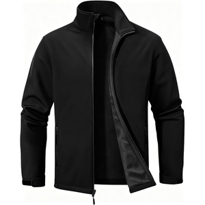 ZITY Men’s Lightweight Softshell Jacket Fleece Lined Waterproof Windbreaker(Black)
