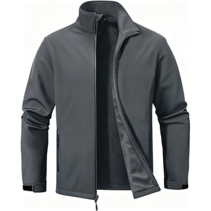 ZITY Men’s Lightweight Softshell Jacket Fleece Lined Waterproof Windbreaker(Light Grey)