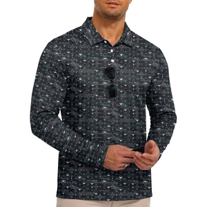 ZITY Mens Long Sleeve Golf Shirts Print Polo Shirts UPF 50+ Sun Shirts(Dark Green Snakeskin)