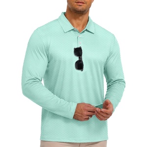 ZITY Mens Long Sleeve Golf Shirts Print Polo Shirts UPF 50+ Sun Shirts(Light Green Pineapple)