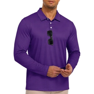 ZITY Mens Long Sleeve Golf Shirts Print Polo Shirts UPF 50+ Sun Shirts(Purple Circle)