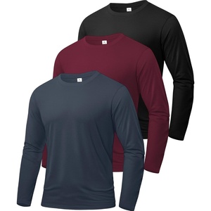 ZITY Mens Long Sleeve Shirts Cotton Comfortable Undershirt for Men(Black/Grey/Wine Red)