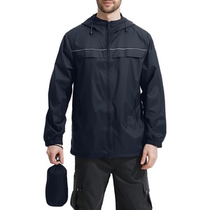 ZITY Mens Rain Jacket Waterproof Lightweight Rain Coat Packable Windbreaker(Gray Blue)