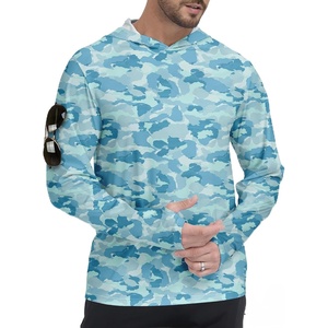 ZITY Men’s Sun Protection Printd Shirts Long Sleeve Rash Guard Hoodies(Full Blue Watercolour)