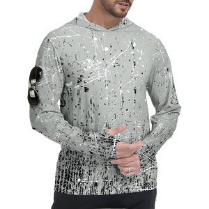 ZITY Men’s Sun Protection Printd Shirts Long Sleeve Rash Guard Hoodies(Funny Grey Gradient)