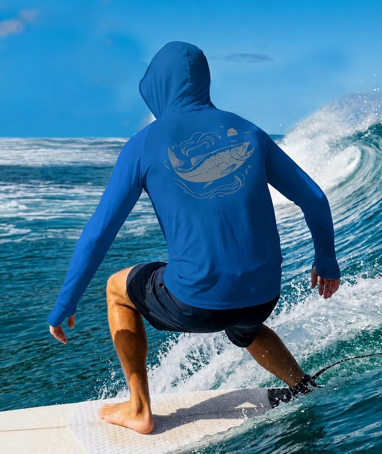 image:imageHooded Shirts for Men with Mask Fishing Hoodies UPF 50Sky Blue