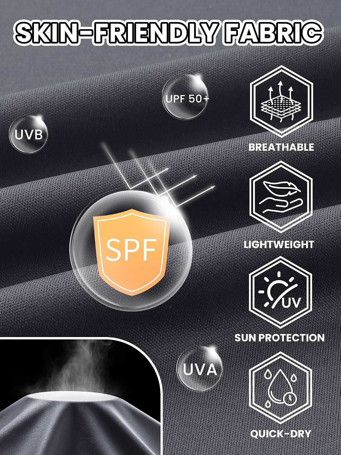 image:imageMens Long Sleeve Tee Shirts Sun Protection Fast Dry3packblackWhiteDark Gray