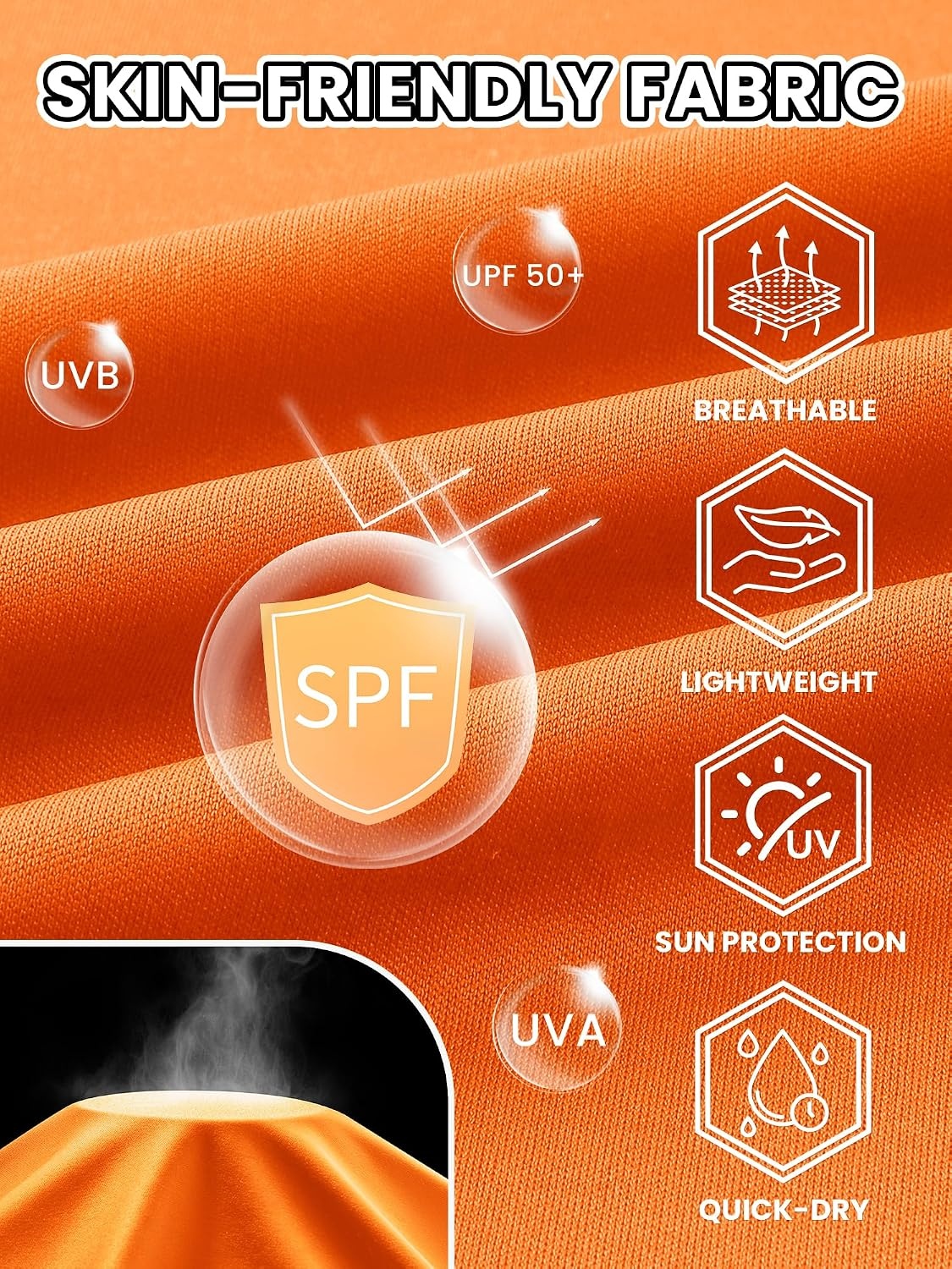 image:imageMens Long Sleeve Tee Shirts Sun Protection Fast Dry3packfluorescent OrangeWhiteLight Gray