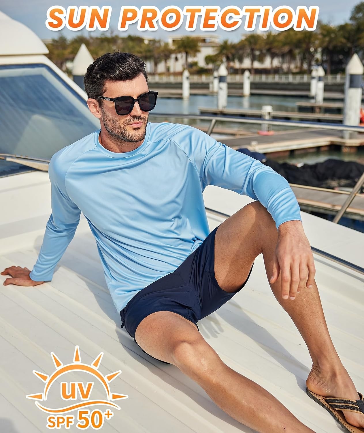 image:imageMens Long Sleeve Tee Shirts Sun Protection Fast Dry3packlight Blue