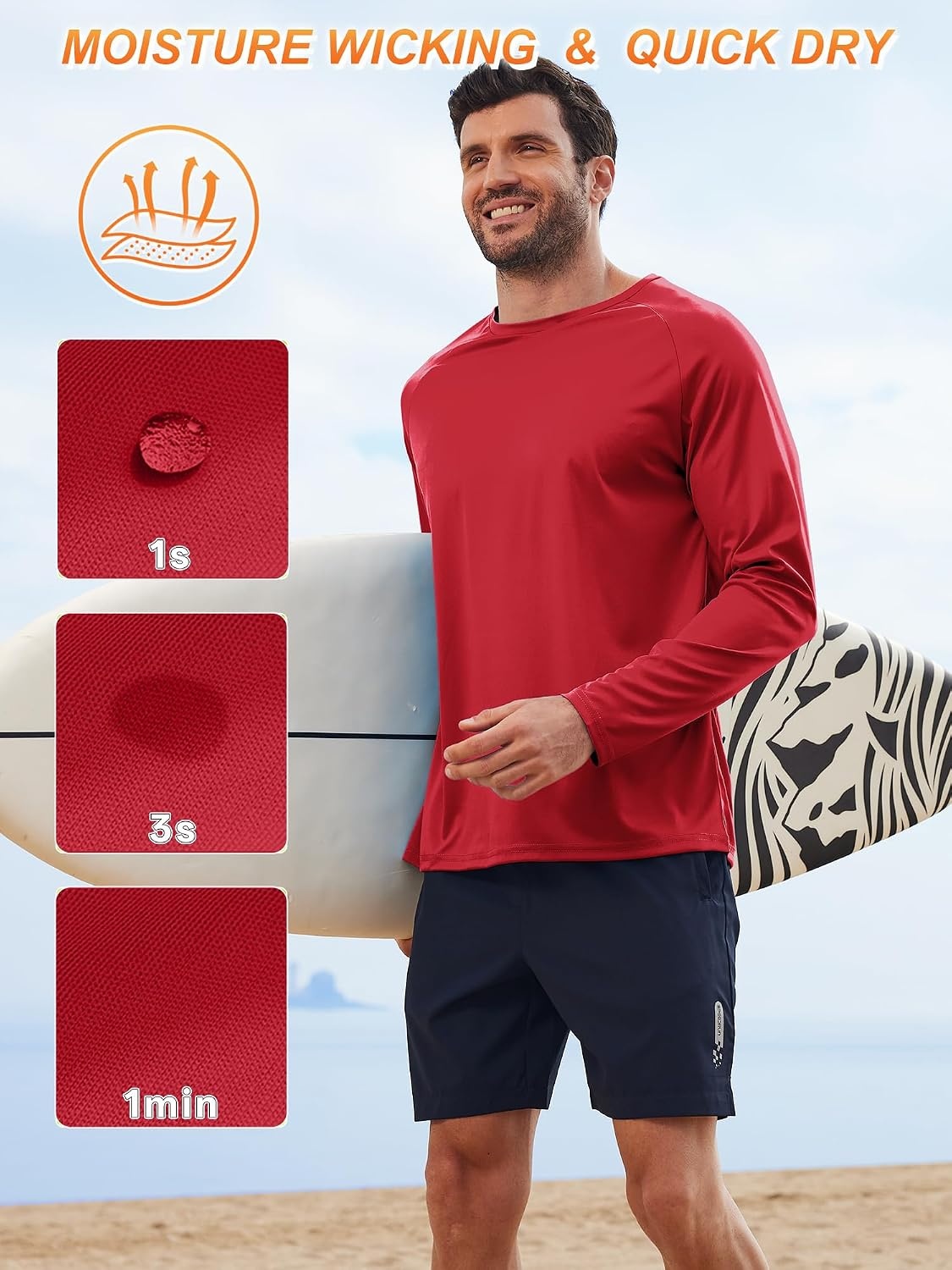 image:imageMens Long Sleeve Tee Shirts Sun Protection Fast Dry3packwine RedLight GrayBlack