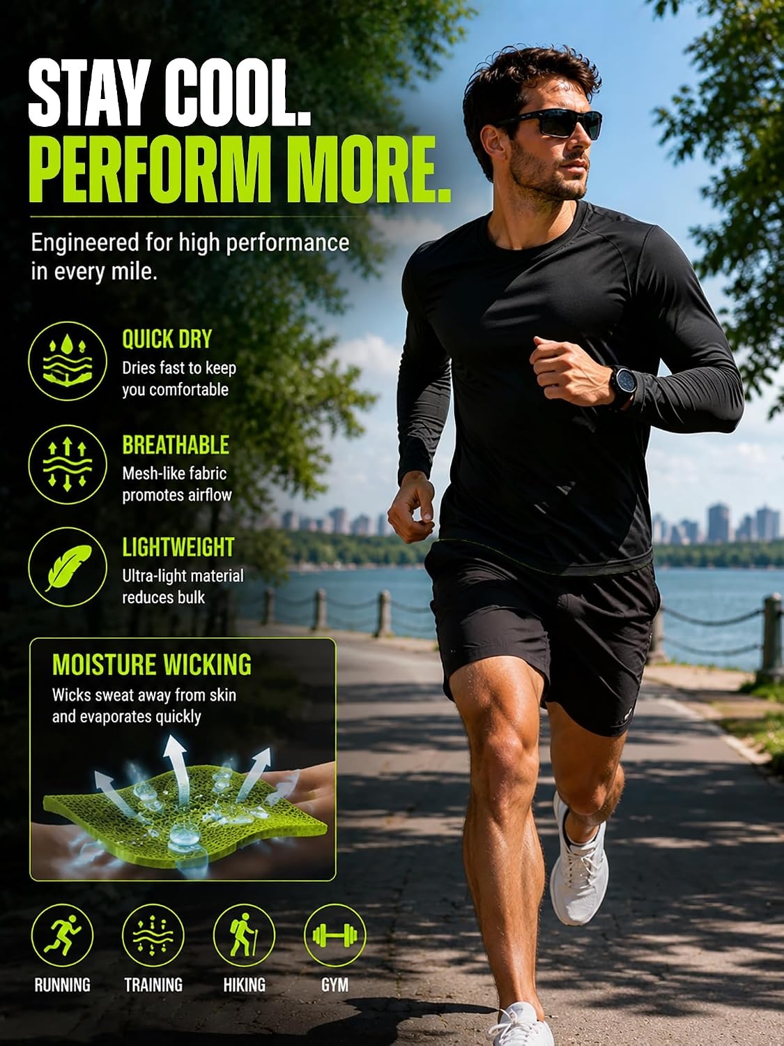 image:imageMens Long Sleeve Tee Shirts Sun Protection Fast Dry6packlightblueRoyalblueDarkgrayWhiteWineredBlack