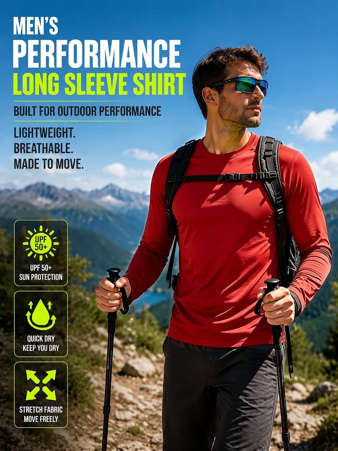 image:imageMens Long Sleeve Tee Shirts Sun Protection Fast Dry6packlightblueRoyalblueDarkgrayWhiteWineredBlack