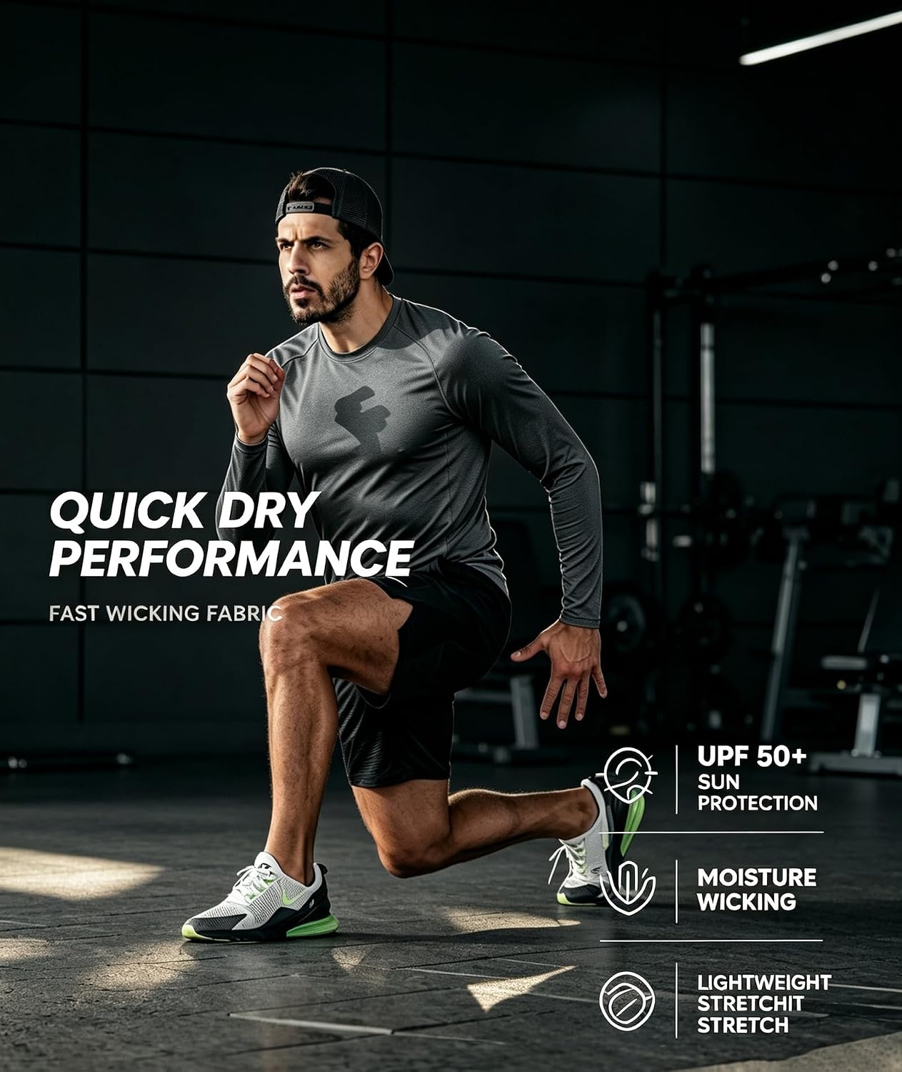 image:imageMens Long Sleeve Tee Shirts Sun Protection Fast Dry6packlightblueRoyalblueDarkgrayWhiteWineredBlack