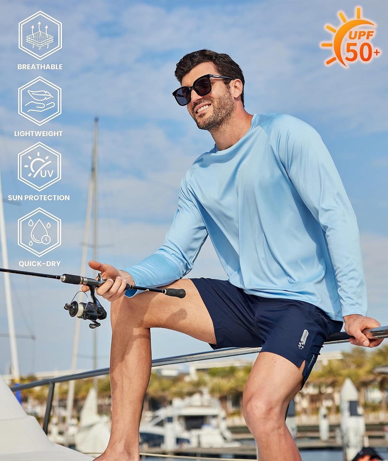 image:imageMens Long Sleeve Tee Shirts Sun Protection Fast Dry6packroyalblueLightblueNeongreenDarkblueLightgrayWhite