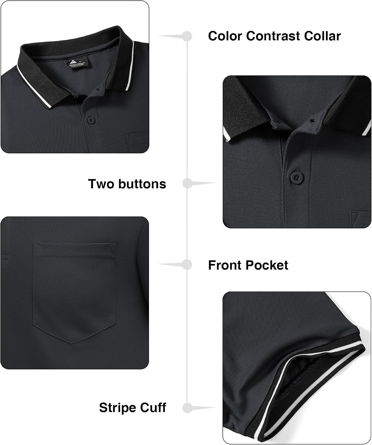 image:imageZITY 3 Pack Men Polo Shirts Short Sleeve Athletic Golf Polos with PocketBlack Green Grey