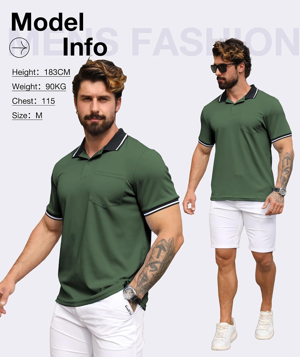 image:imageZITY 3 Pack Men Polo Shirts Short Sleeve Athletic Golf Polos with PocketBlack Green Navy