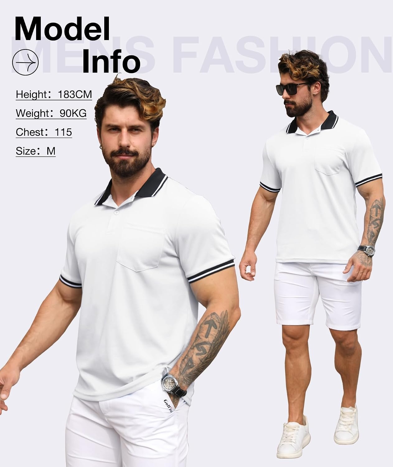 image:imageZITY 3 Pack Men Polo Shirts Short Sleeve Athletic Golf Polos with PocketBlack White Grey