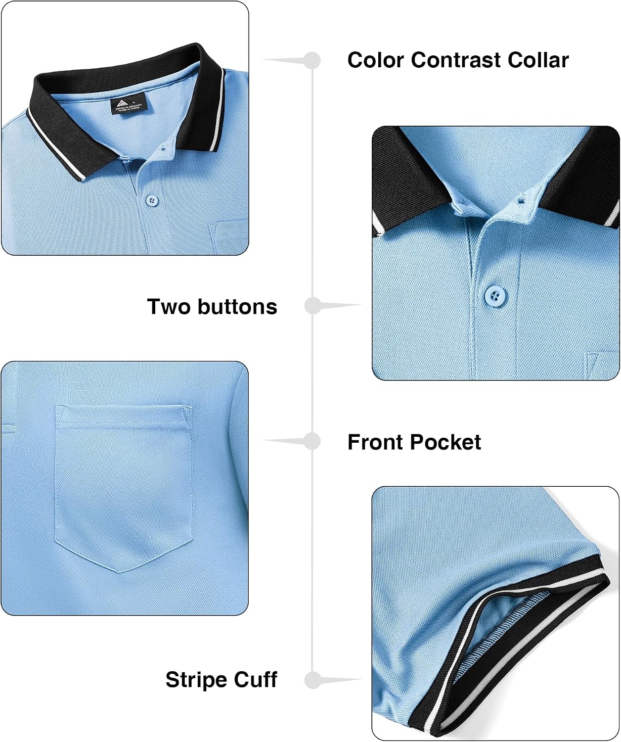 image:imageZITY 3 Pack Men Polo Shirts Short Sleeve Athletic Golf Polos with PocketGrey Moonblue Blue