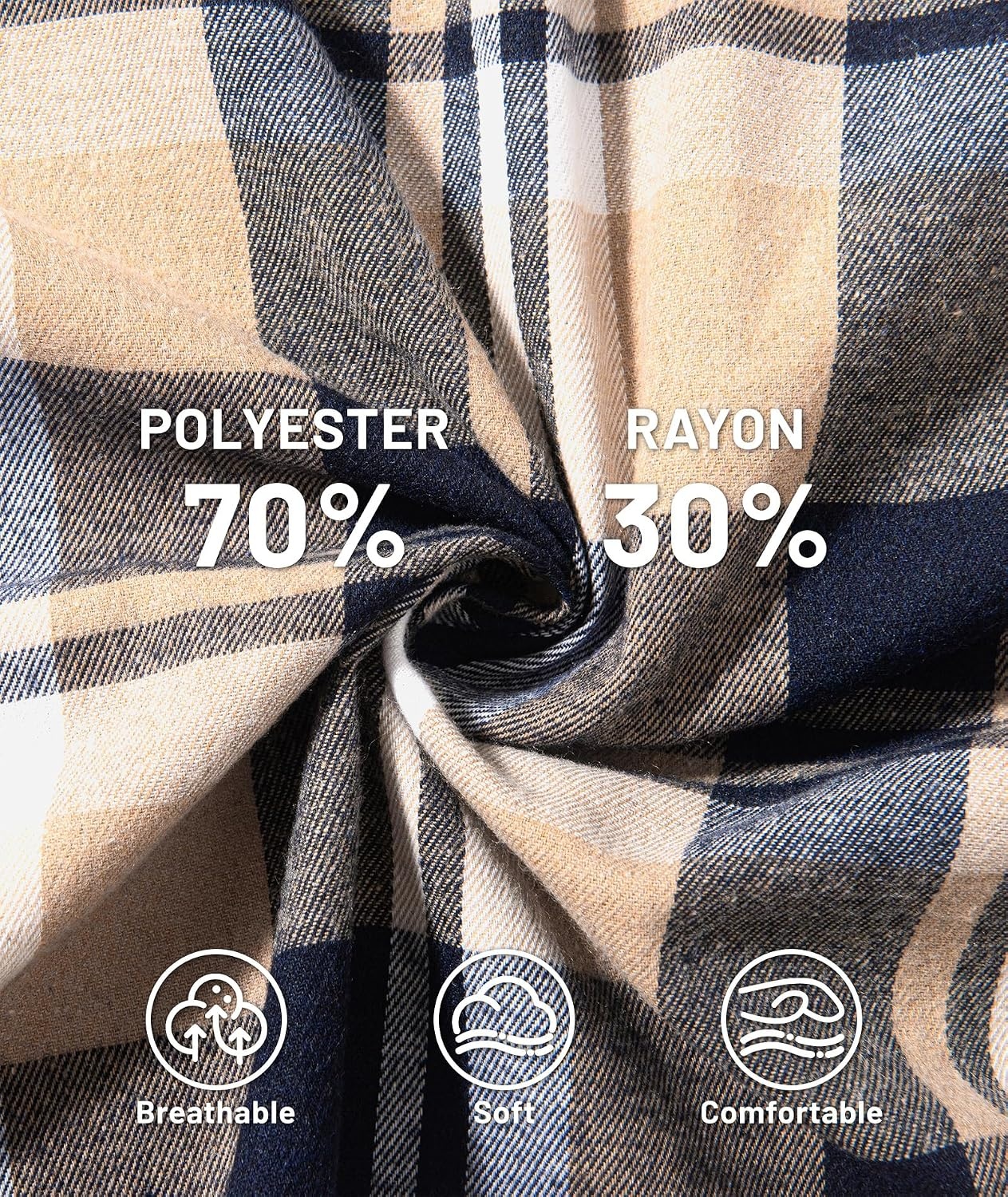 image:imageZITY 3 Pack Mens Flannel Hoodie Shirts Button Down Plaid Shirt Long SleeveDark Graydark Blue Beigenavy Blue