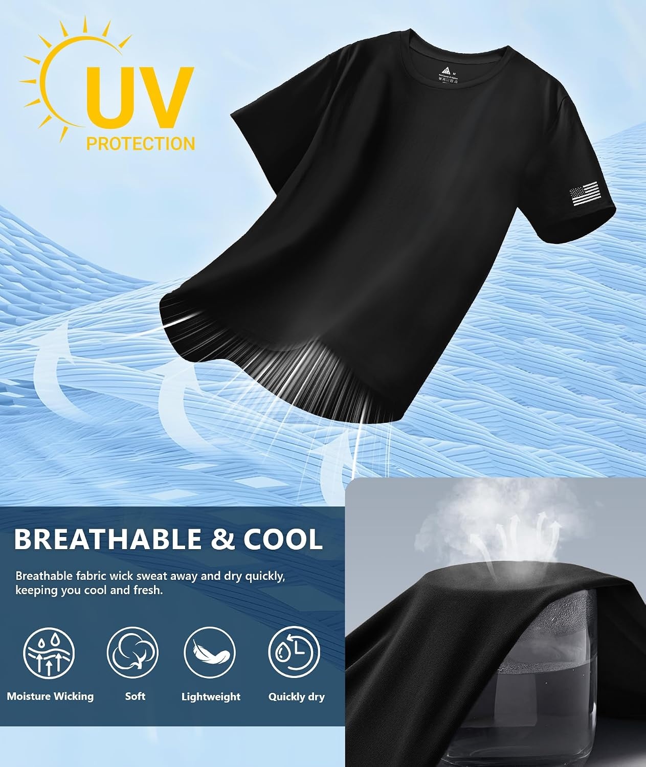 image:imageZITY 3 Pack Mens Swim Shirt UPF 50 Rash Guard Short Sleeve Sun Protection TShirts Fishing Beach Workout ShirtsBlack