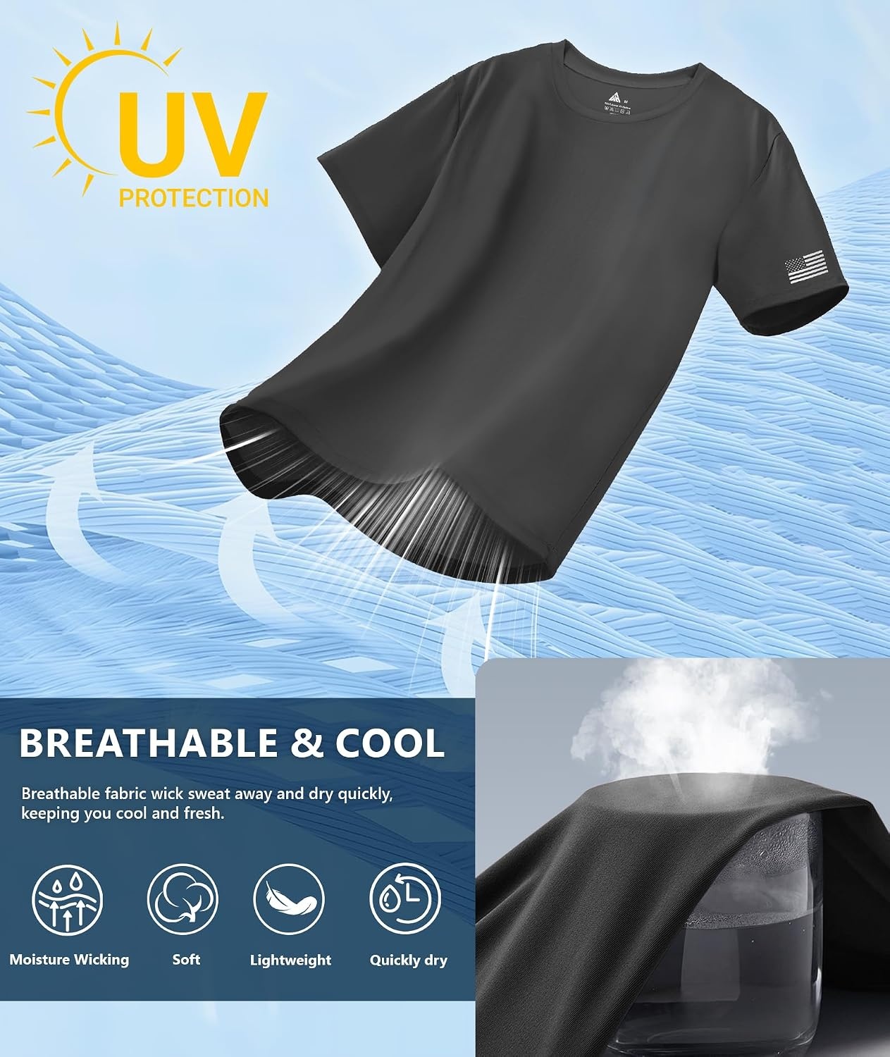 image:imageZITY 3 Pack Mens Swim Shirt UPF 50 Rash Guard Short Sleeve Sun Protection TShirts Fishing Beach Workout ShirtsDark Grey