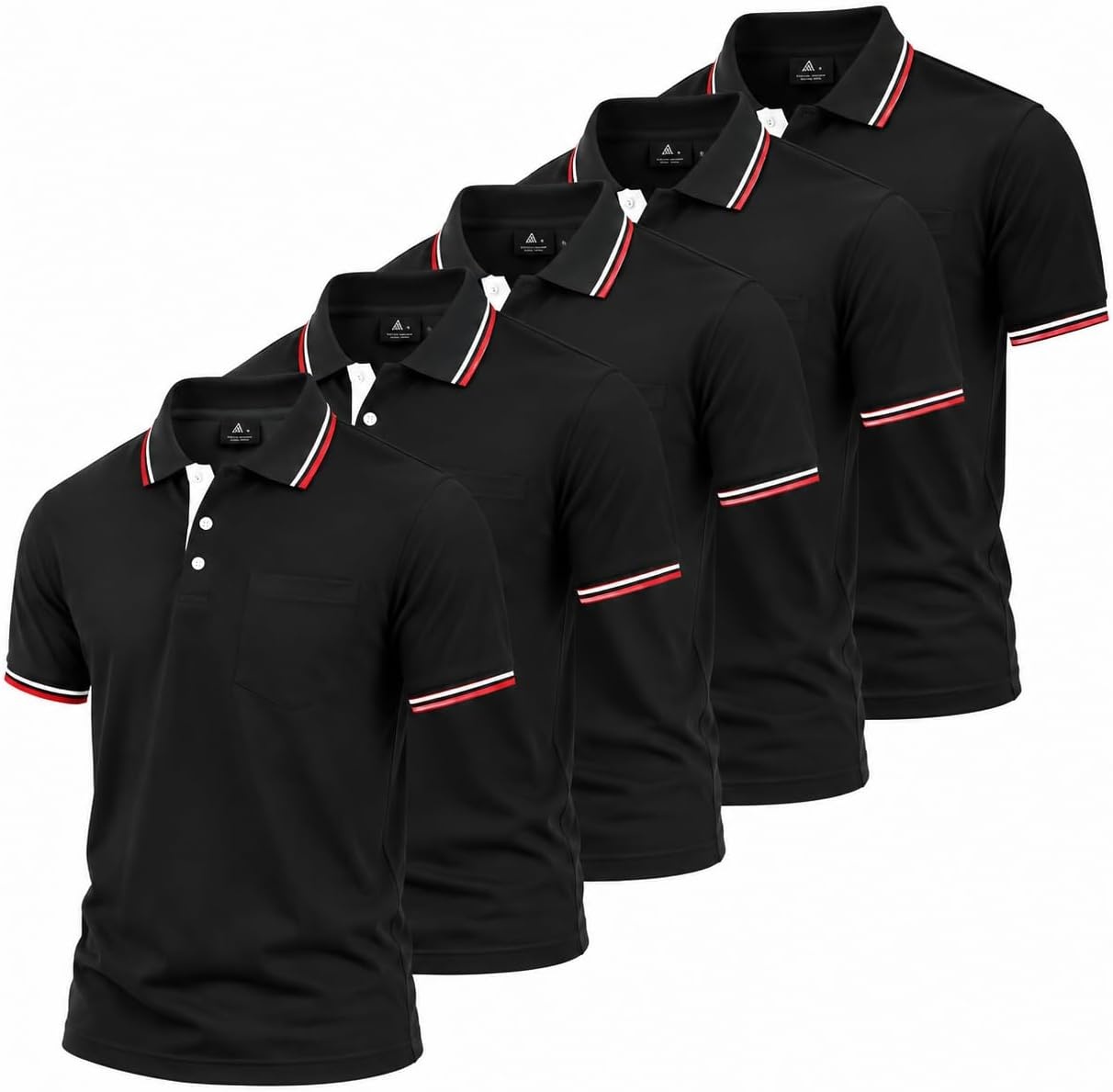 image:imageZITY 5 Pack Men Polo Shirts Short Sleeve Athletic Golf Polos with PocketBlack Black Black Black Black