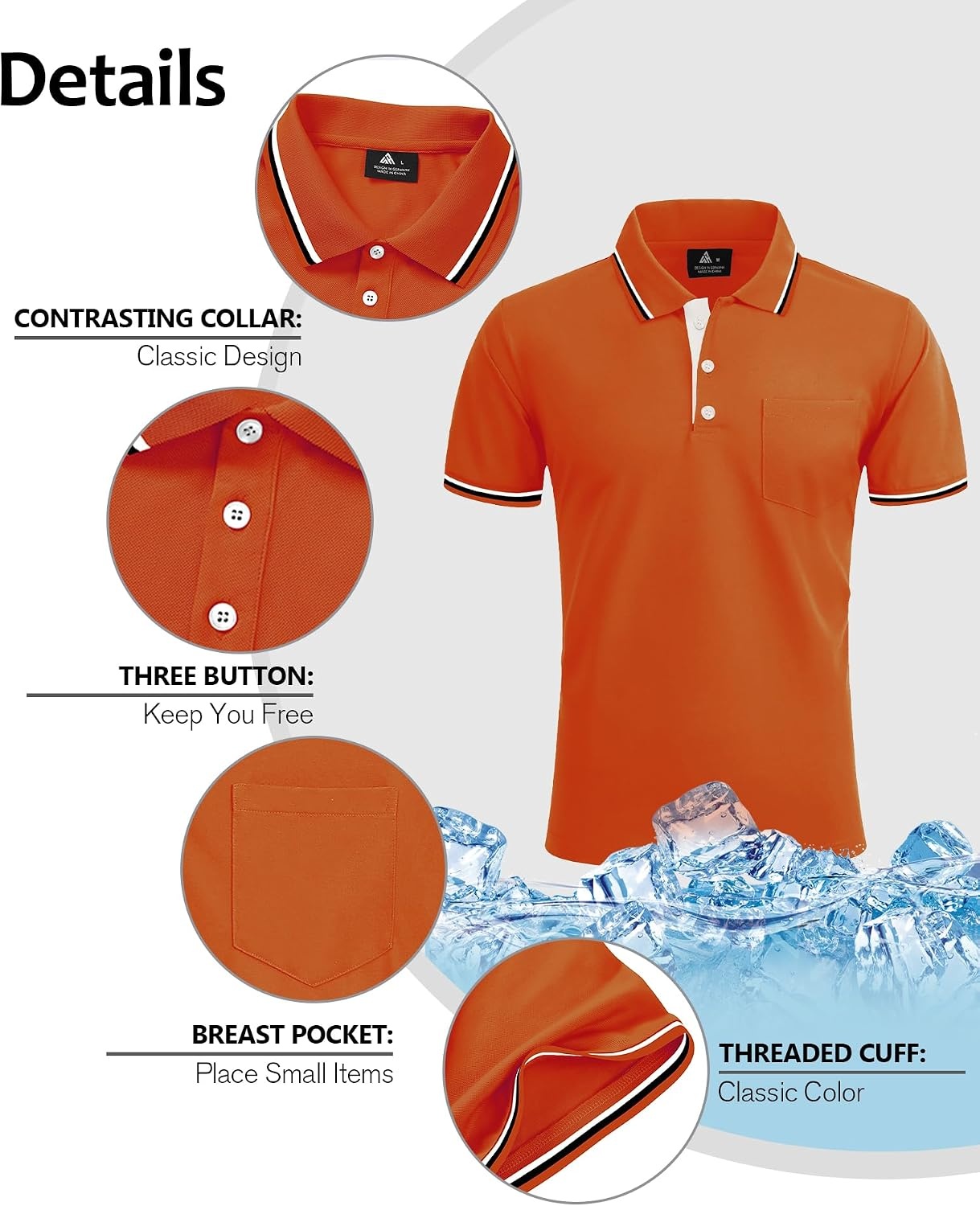 image:imageZITY 5 Pack Men Polo Shirts Short Sleeve Athletic Golf Polos with PocketOrange Yellow Winered White Black
