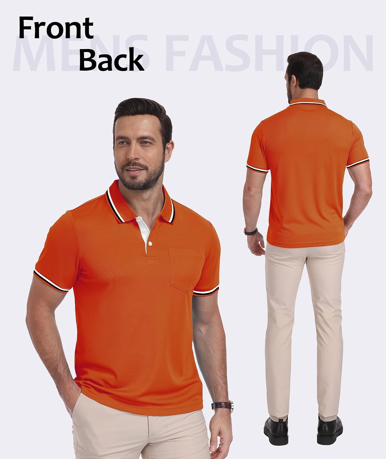 image:imageZITY 5 Pack Men Polo Shirts Short Sleeve Athletic Golf Polos with PocketOrange Yellow Winered White Black
