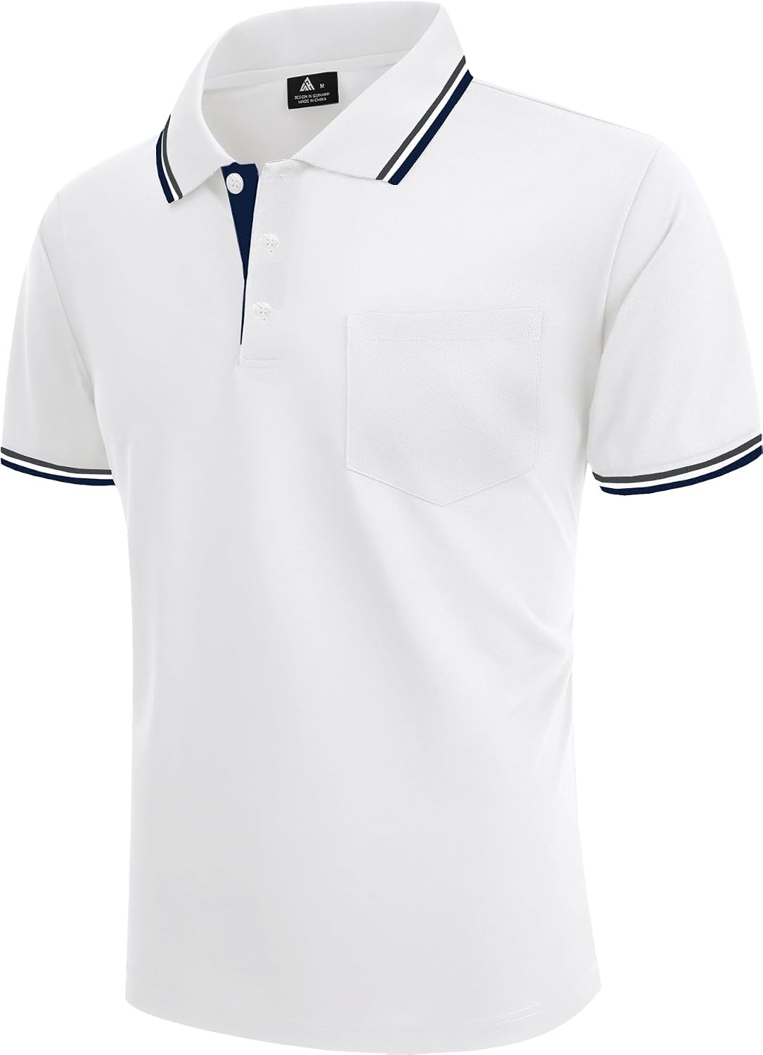 image:imageZITY 5 Pack Men Polo Shirts Short Sleeve Athletic Golf Polos with PocketWhite Emeraldblue Moonblue Bluegreen Darkblue