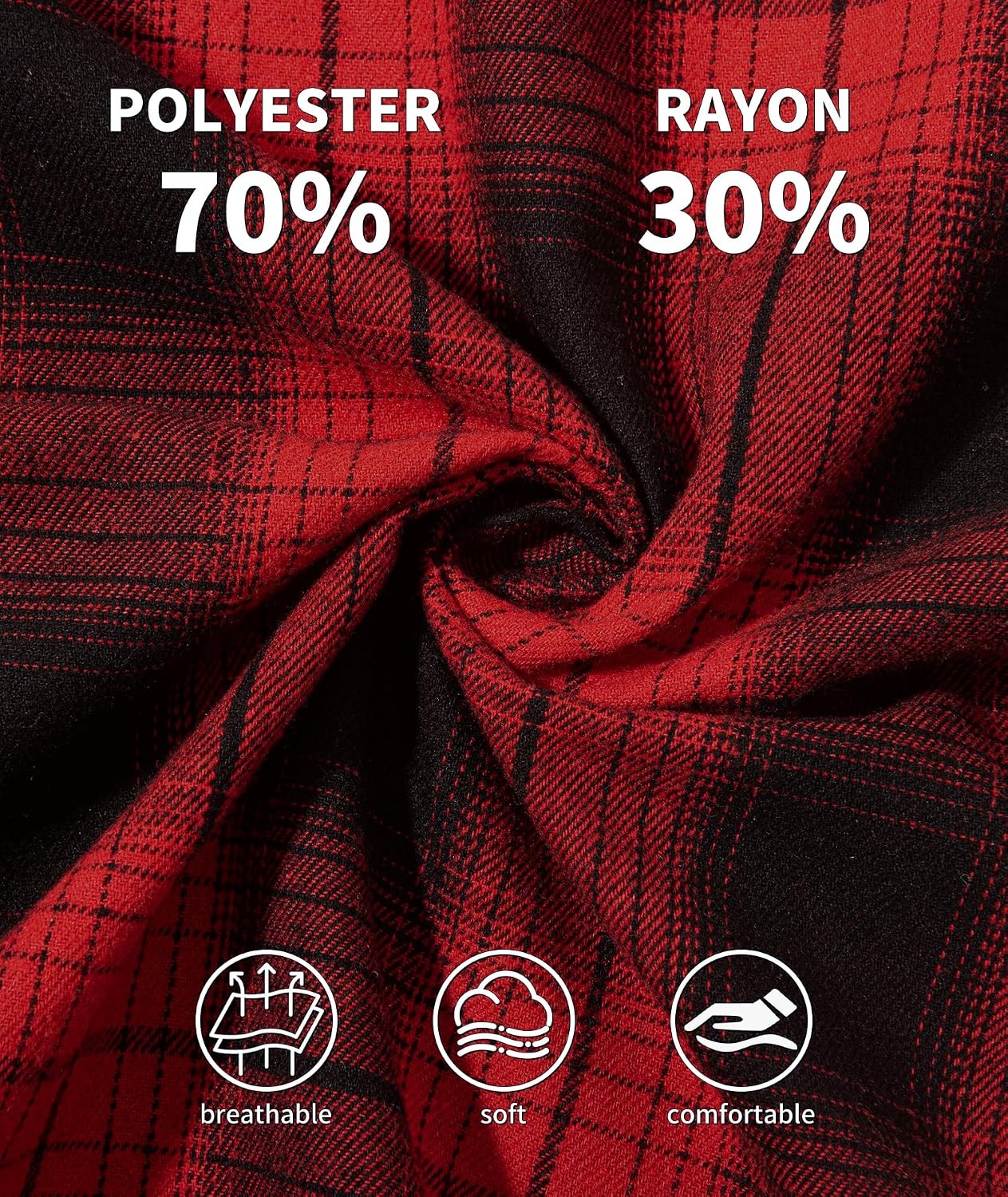 image:imageZITY 5 Pack Mens Flannel Shirt Long Sleeve Button Down Plaid ShirtsBlack Red Griddark Grayorangebluegreen