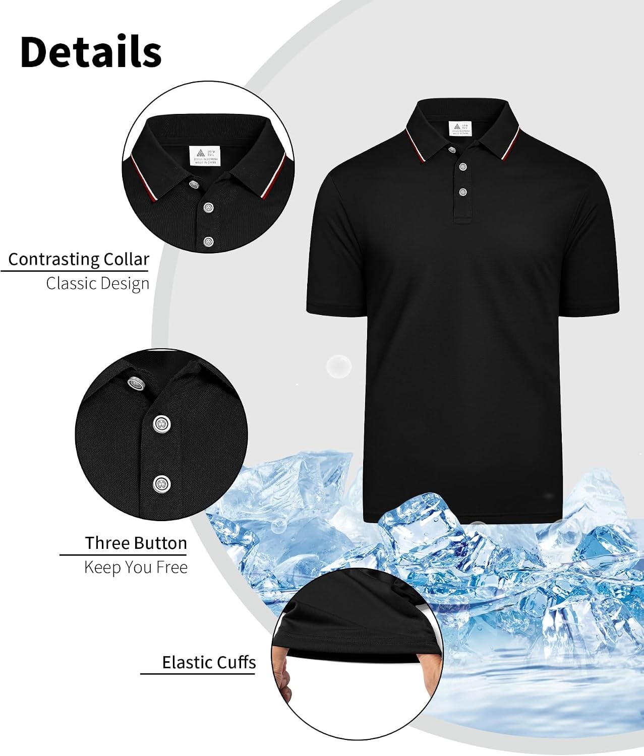 image:imageZITY 5 Pack Mens Polo Shirts Short Sleeve Casual Classic Golf ShirtBlackBlackNavyNavyLight Grey