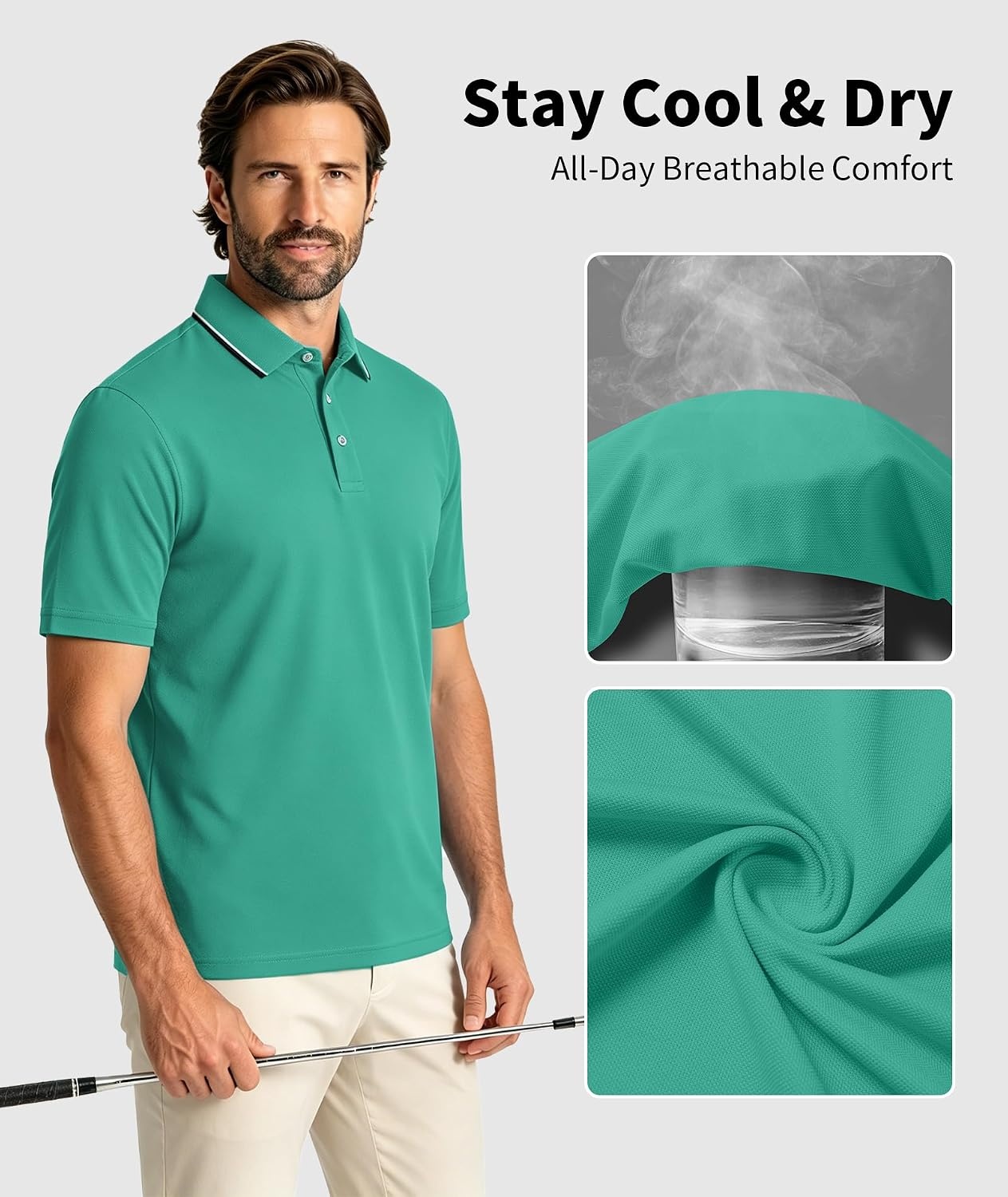 image:imageZITY 5 Pack Mens Polo Shirts Short Sleeve Casual Classic Golf ShirtBlackNavyMoon BlueLake GreenWhite